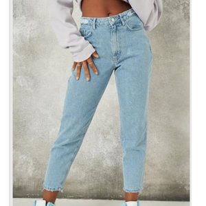 Petite blue riot high waist distressed waist jeans